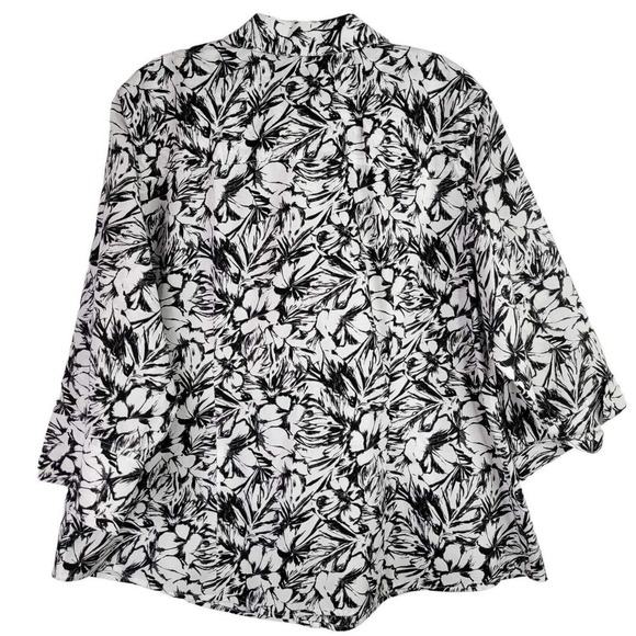 Chicos Shirt Button Up Effortless Floral Gabrielle Womens 3 US XL New White - Picture 3 of 11